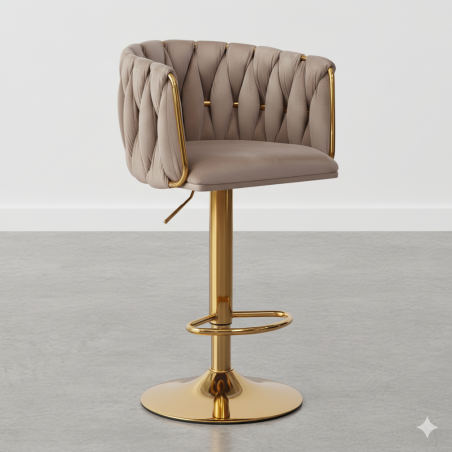 Hoker regulowany Glamour Loft Pleciony MARBELLA kawa Welur