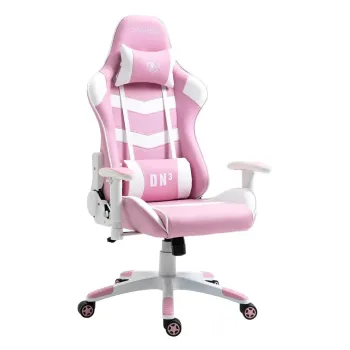 Fotel gamingowy, obrotowy, do biura, biało różowy nowoczesny dla dziewczynki