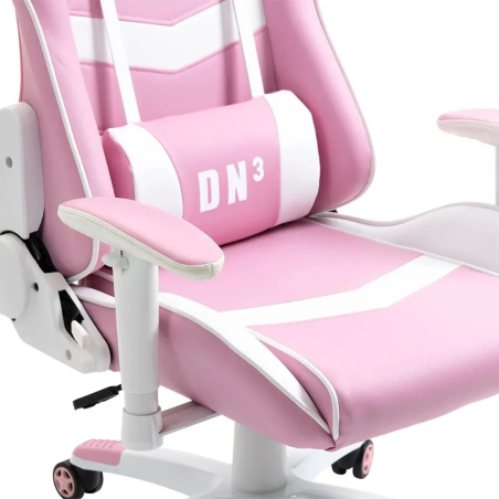 Fotel gamingowy, obrotowy, do biura, biało różowy nowoczesny dla dziewczynki