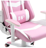 Fotel gamingowy, obrotowy, do biura, biało różowy nowoczesny dla dziewczynki