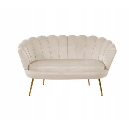 Sofa Flowers dwuosobowa beżowa welurowa GLAMOUR złote nogi