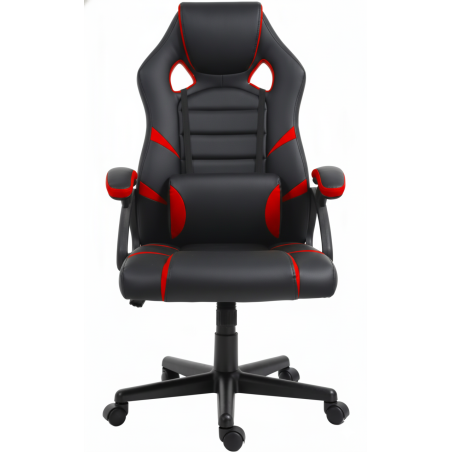 Fotel gamingowy, obrotowy, do biura, czarno czerwony nowoczesny wytrzymały