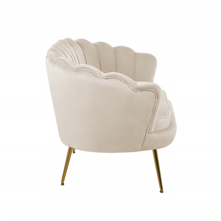 Sofa Flowers dwuosobowa beżowa welurowa GLAMOUR złote nogi