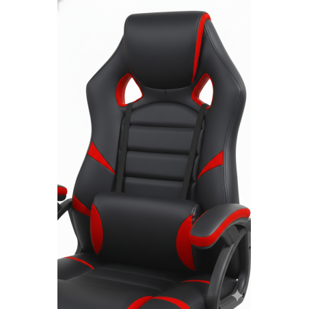 Fotel gamingowy, obrotowy, do biura, czarno czerwony nowoczesny wytrzymały