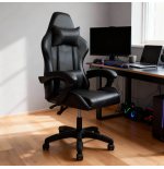 Fotel gamingowy, obrotowy, do biura, czarny nowoczesny wytrzymały