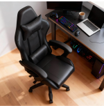 Fotel gamingowy, obrotowy, do biura, czarny nowoczesny wytrzymały