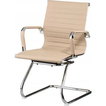 Fotel gabinetowy, krzesło konferencyjne w odcieniach beżu eleganckie.