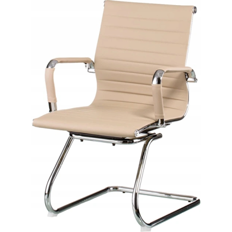 Fotel gabinetowy, krzesło konferencyjne w odcieniach beżu eleganckie 2SZT