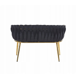 Sofa Imperia dwuosobowa czarna Welurowa GLAMOUR złote nogi