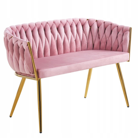 Sofa Imperia dwuosobowa różowa Welurowa GLAMOUR złote nogi