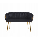 Sofa Imperia dwuosobowa czarna Welurowa GLAMOUR złote nogi