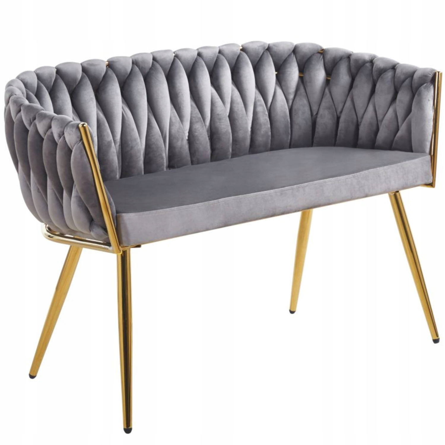 Sofa Imperia dwuosobowa szara  Welurowa GLAMOUR złote nogi