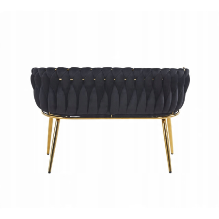 Sofa Imperia dwuosobowa czarna Welurowa GLAMOUR złote nogi