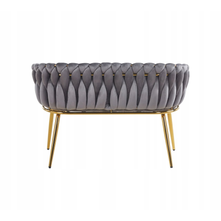 Sofa Imperia dwuosobowa szara  Welurowa GLAMOUR złote nogi