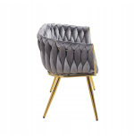 Sofa Imperia dwuosobowa szara  Welurowa GLAMOUR złote nogi