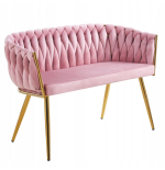 Sofa Imperia dwuosobowa różowa Welurowa GLAMOUR złote nogi