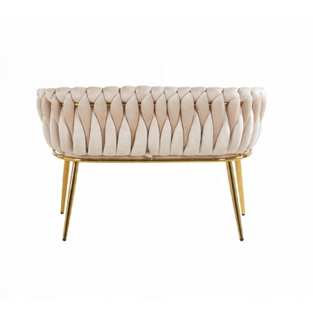 Sofa Imperia dwuosobowa beżowa Welurowa GLAMOUR złote nogi