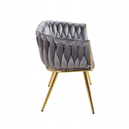 Sofa Imperia dwuosobowa szara  Welurowa GLAMOUR złote nogi