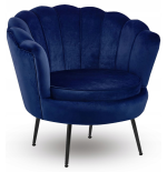 Fotel Flowers ciemny niebieski na czarnych nogach welurowy