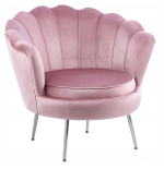 Fotel Flowers różowy na srebrnych nóżkach welurowy