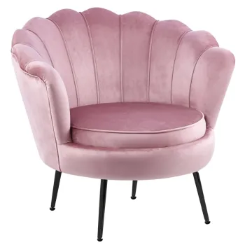 Fotel Flowers różowy Różowy na czarnych nóżkach welurowy