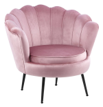 Fotel Flowers różowy Różowy na czarnych nóżkach welurowy