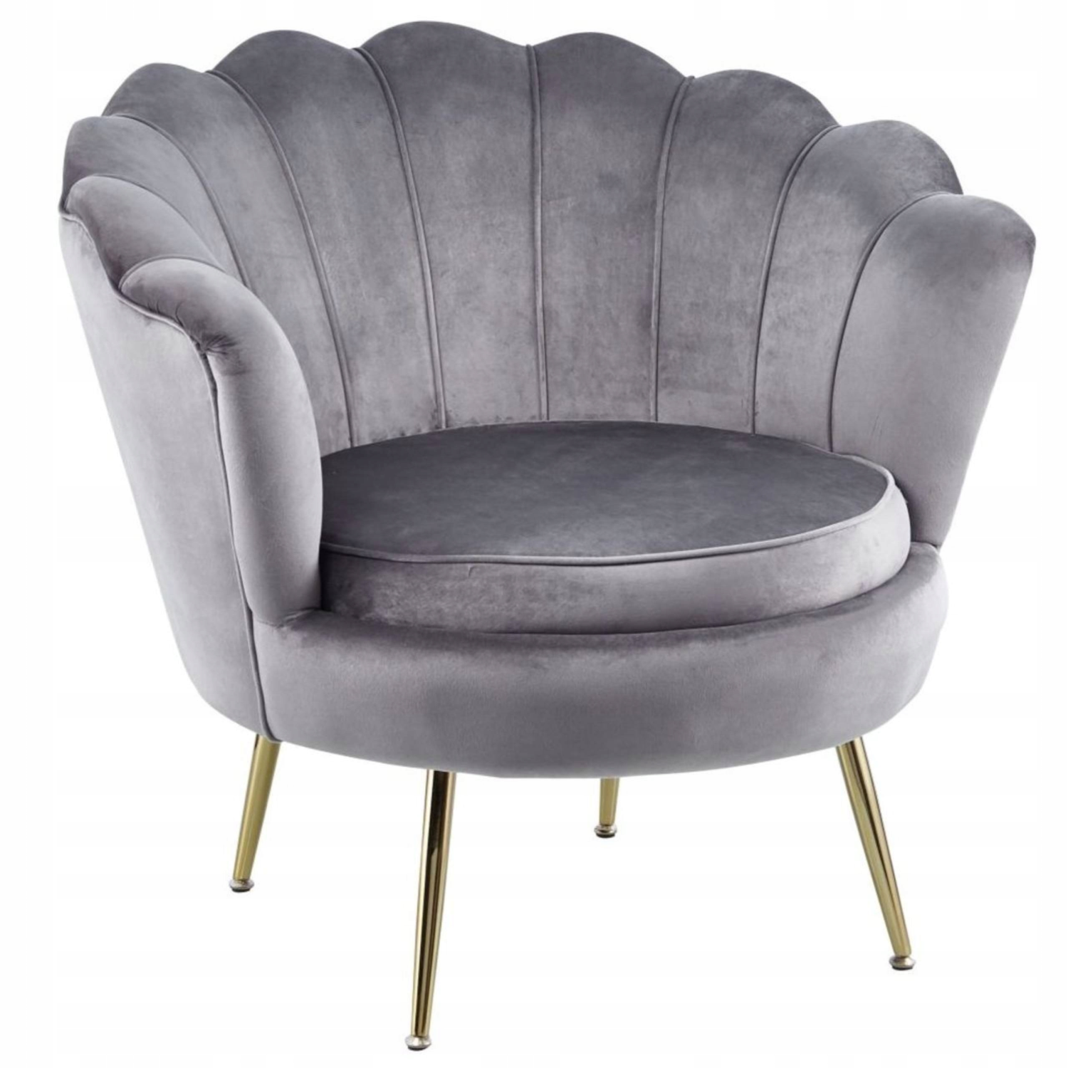 Fotel Flowers szary na srebrnych nóżkach welurowy