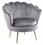 Fotel Flowers szary na srebrnych nóżkach welurowy