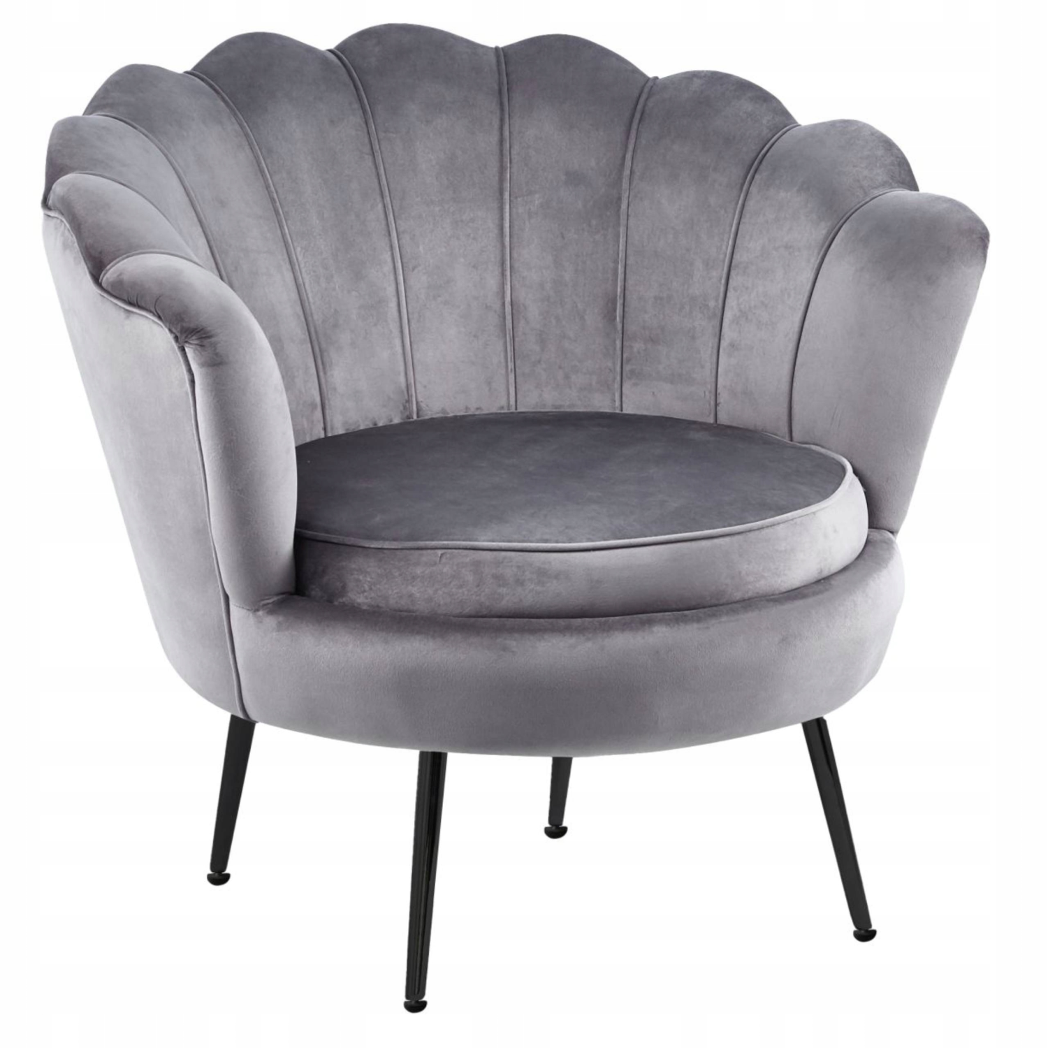Fotel Flowers szary na czarnych nóżkach welurowy