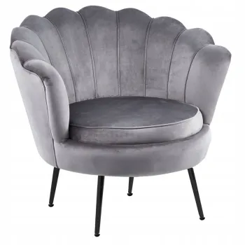 Fotel Flowers szary na czarnych nóżkach welurowy