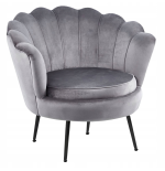 Fotel Flowers szary na czarnych nóżkach welurowy