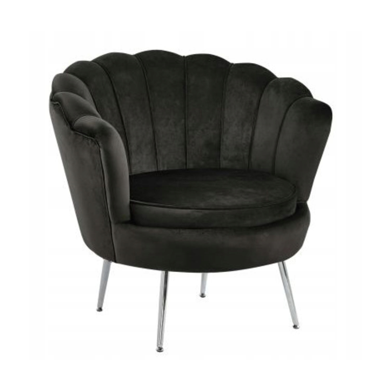 Fotel Flowers czarny na czarnych nóżkach welurowy