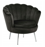Fotel Flowers czarny na czarnych nóżkach welurowy