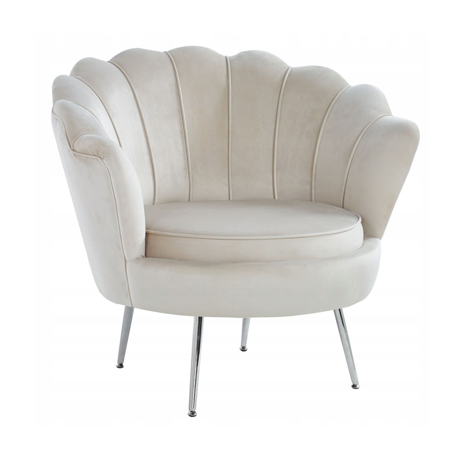 Fotel Flowers beżowy na złotych nóżkach welurowy