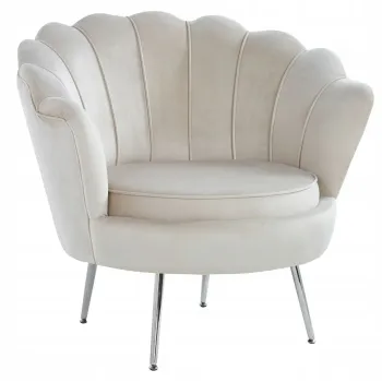 Fotel Flowers beżowy na złotych nóżkach welurowy