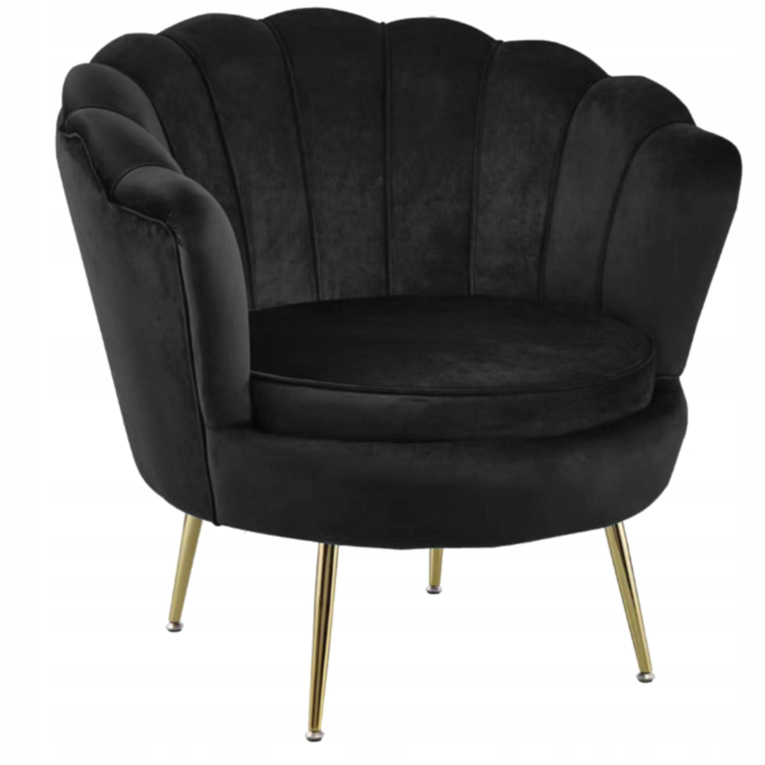 Fotel Flowers czarny na złotych nóżkach welurowy