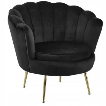 Fotel Flowers czarny na złotych nóżkach welurowy