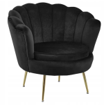 Fotel Flowers czarny na złotych nóżkach welurowy