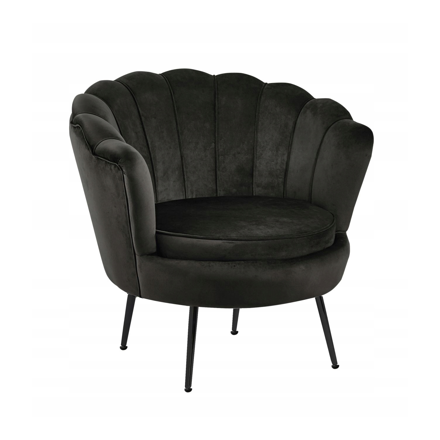 Fotel Flowers czarny na czarnych nóżkach welurowy