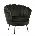 Fotel Flowers czarny na czarnych nóżkach welurowy
