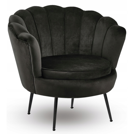 Fotel Flowers czarny na czarnych nóżkach welurowy