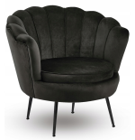 Fotel Flowers czarny na czarnych nóżkach welurowy