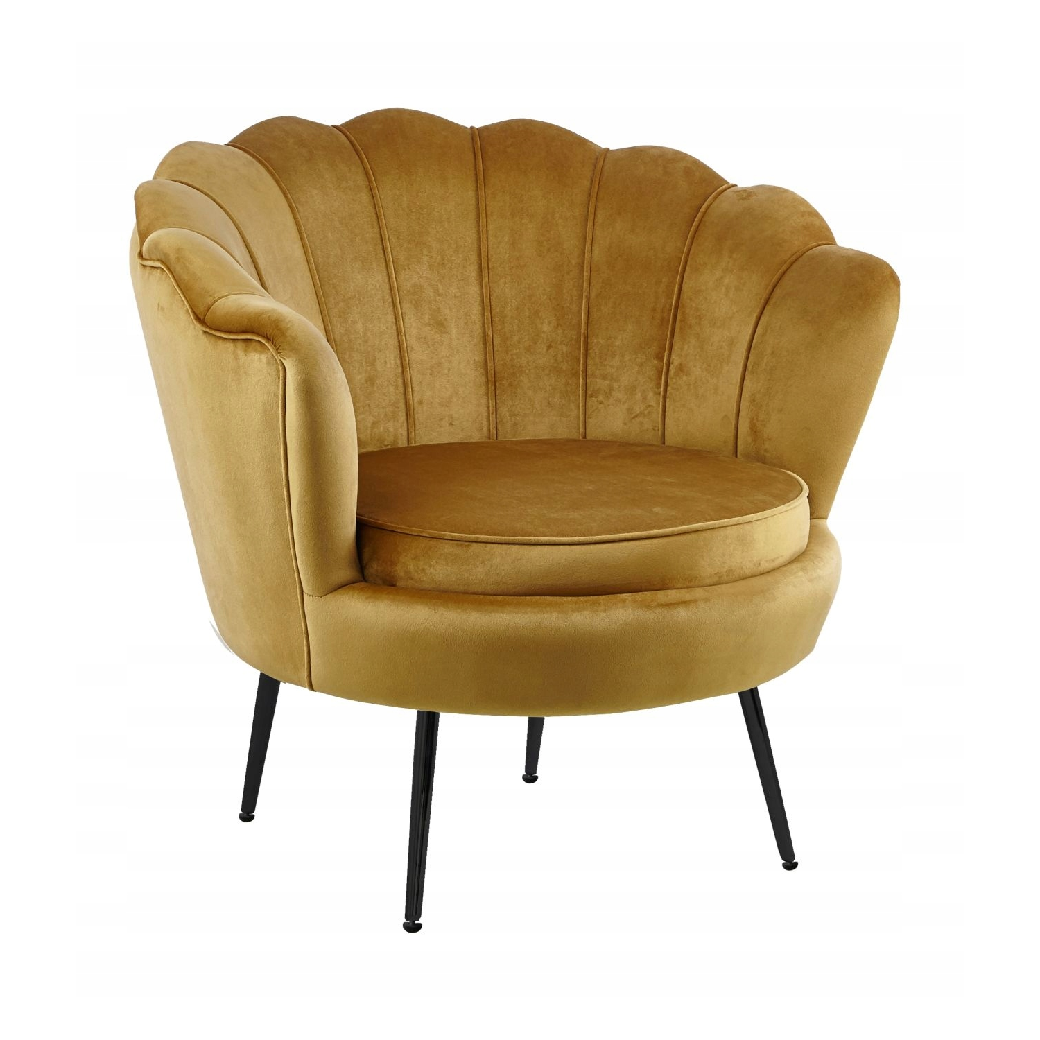 Fotel Flowers curry na srebrnych nóżkach welurowy