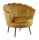 Fotel Flowers curry na srebrnych nóżkach welurowy
