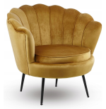 Fotel Flowers curry na srebrnych nóżkach welurowy