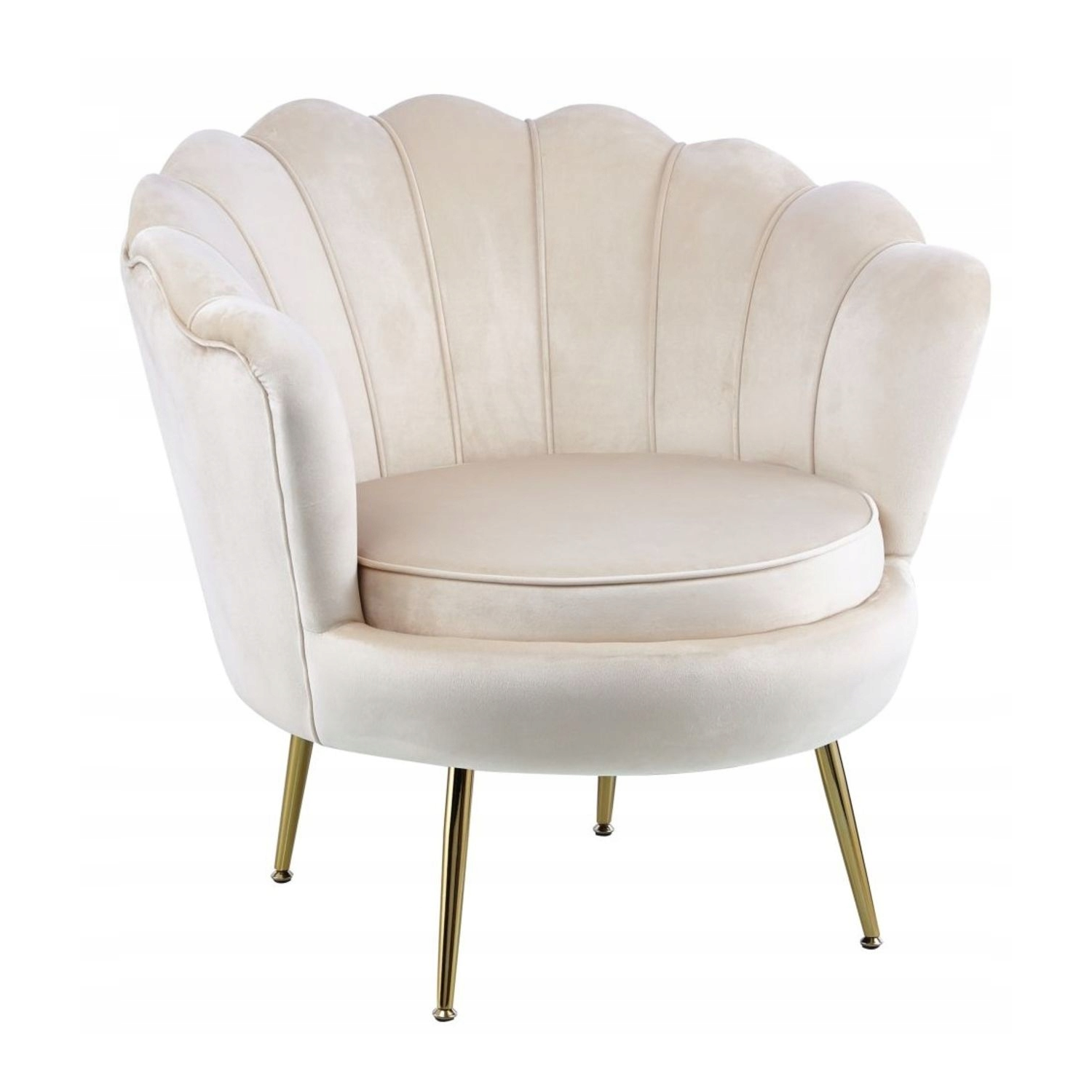 Fotel Flowers beżowy na srebrnych nóżkach welurowy