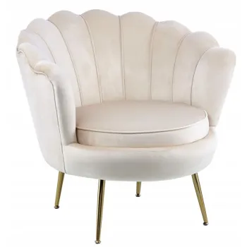 Fotel Flowers beżowy na srebrnych nóżkach welurowy