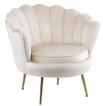 Fotel Flowers beżowy na srebrnych nóżkach welurowy