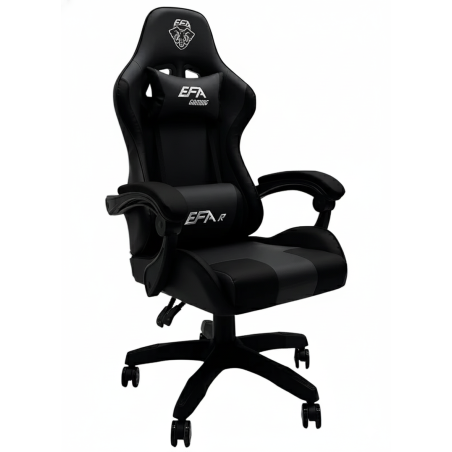 Fotel gamingowy, obrotowy, do biura, czarny nowoczesny