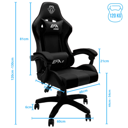 Fotel gamingowy, obrotowy, do biura, czarny nowoczesny